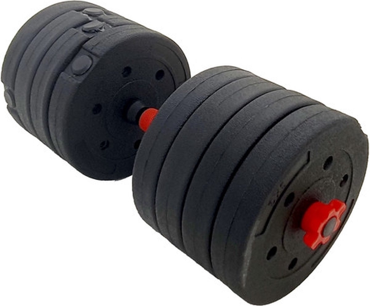 Halterset - verstelbare dumbbellset - 50 kg - zwart rood