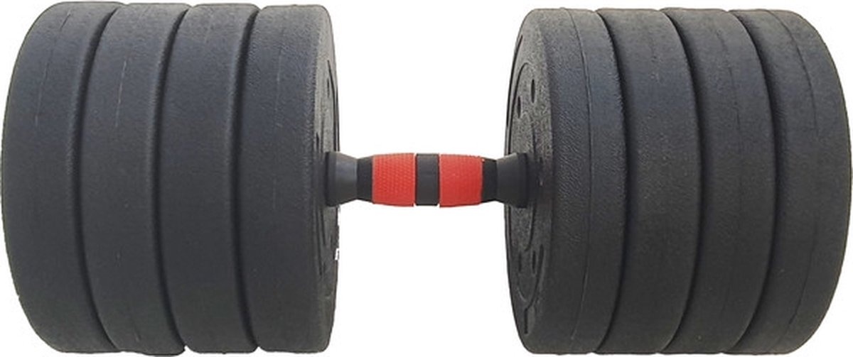 Halterset - verstelbare dumbbellset - 50 kg - zwart rood