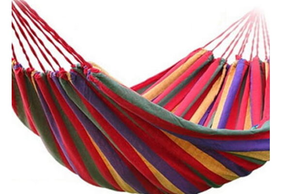 Hangmat - 200 x 85 cm – katoen - rood gestreept