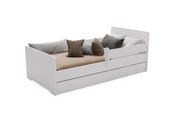 Peuterbed MAX - 160x80 cm - met lade en uitvalbeveiliging - wit
