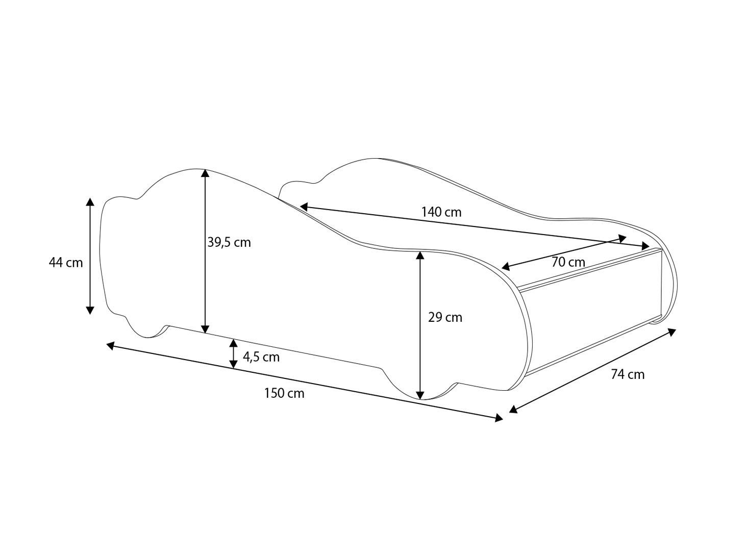Autobed Batcar - kinderbed - 140x70cm - zwart geel