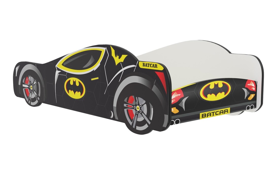 Autobed Batcar - kinderbed - 160x80cm - zwart geel