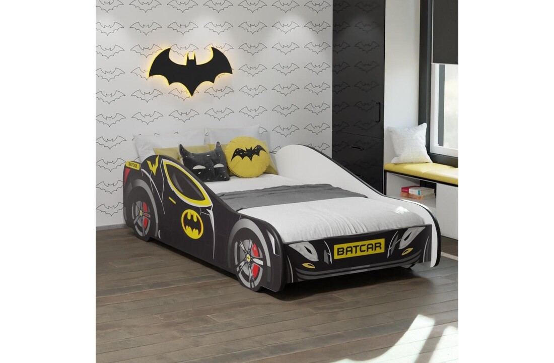 Autobed Batcar - kinderbed - 160x80cm - zwart geel