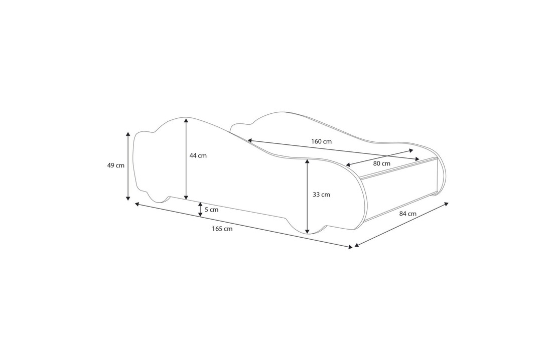 Autobed Batcar - kinderbed - 160x80cm - zwart geel
