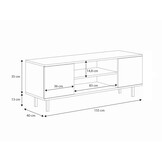 Tv meubel FOCUS - 155x40x48 cm - zwarte pootjes - crème