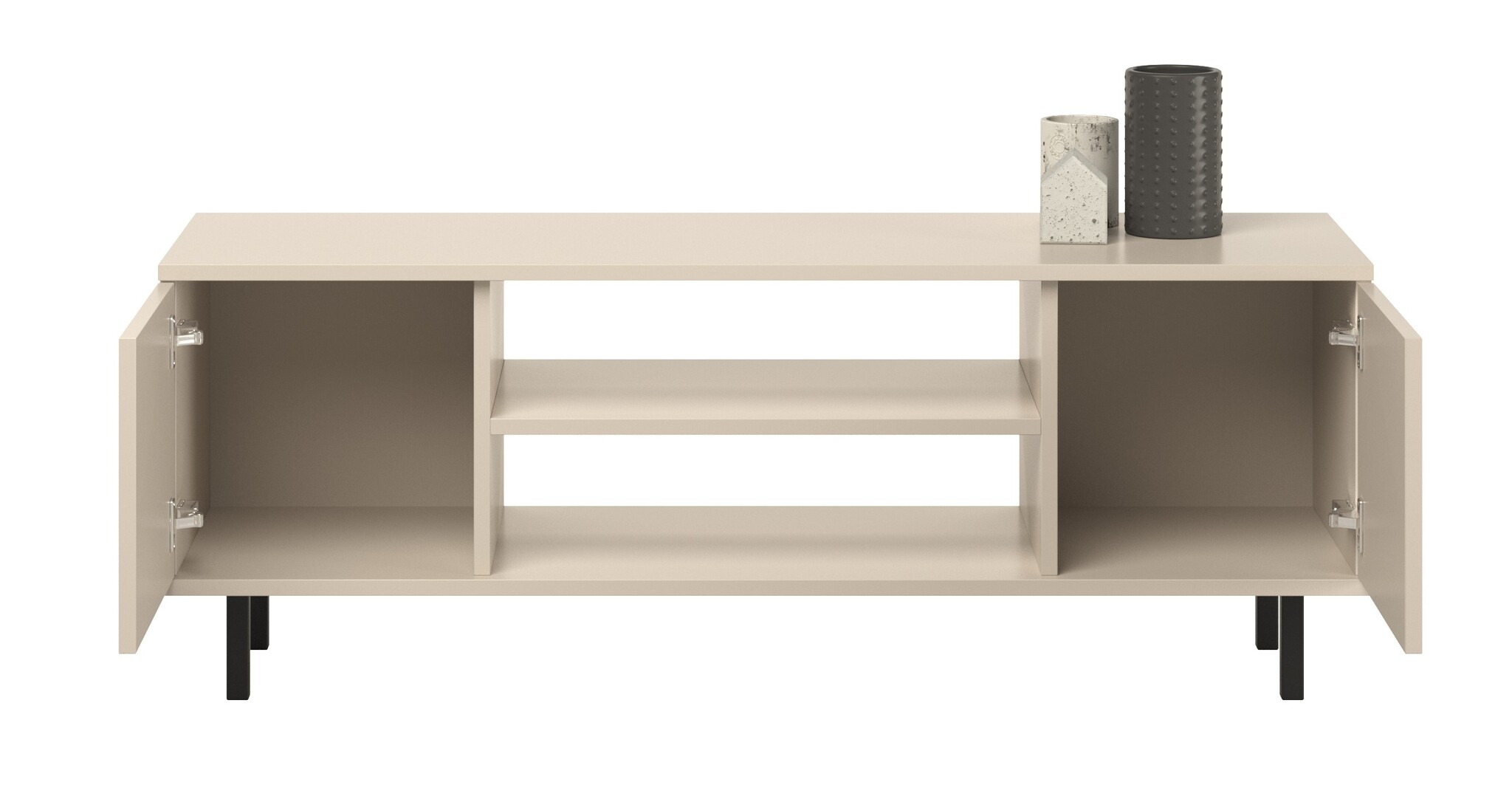 Tv meubel FOCUS - 155x40x48 cm - zwarte pootjes - crème