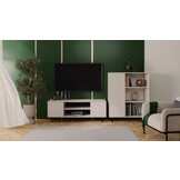 Tv meubel FOCUS - 155x40x48 cm - zwarte pootjes - crème