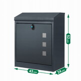 Pakketbrievenbus - wand - 43x24x52 cm - staal - antraciet