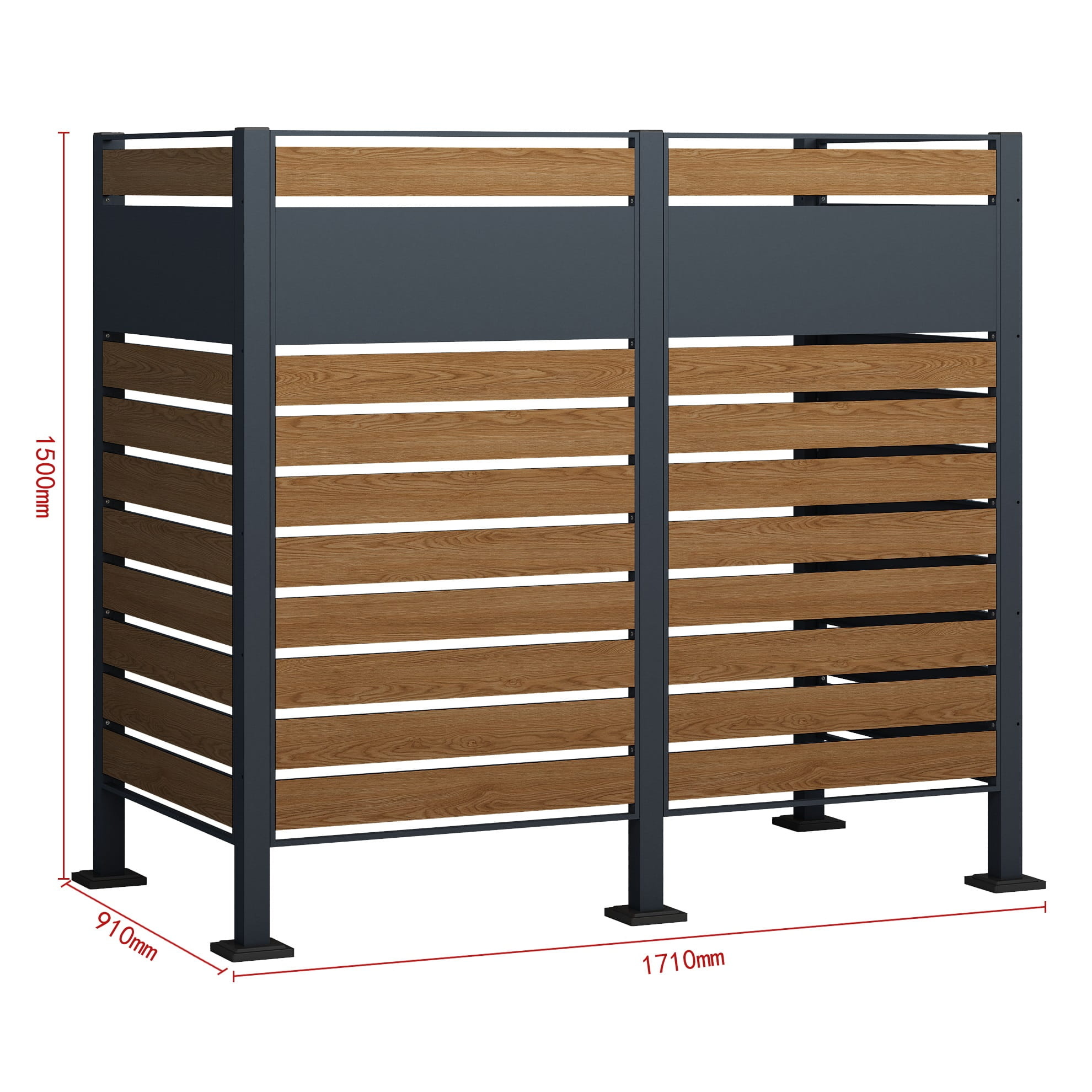 Kliko ombouw - 2 containers - 171x89x150cm - antraciet houtlook