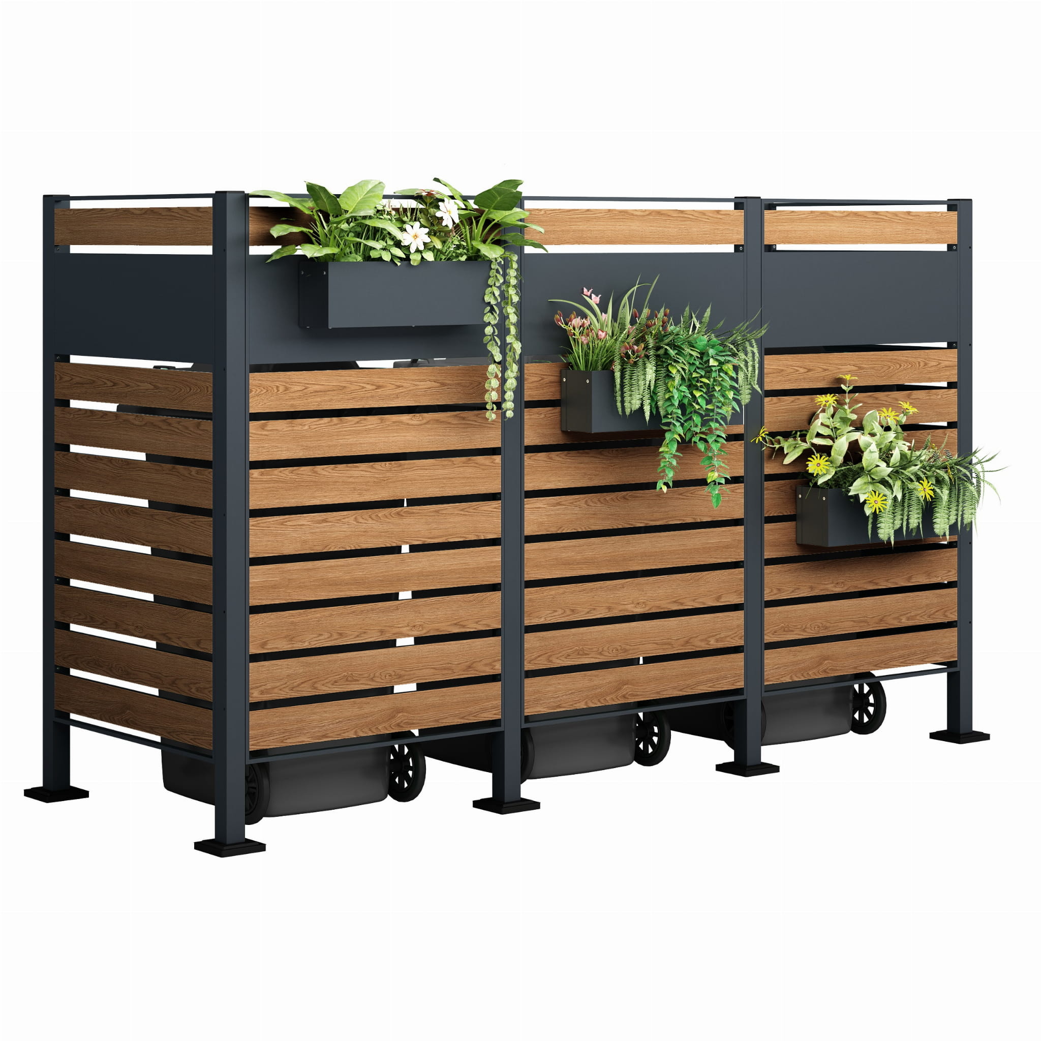 Kliko ombouw - 3 containers - 251x89x150cm - antraciet houtlook