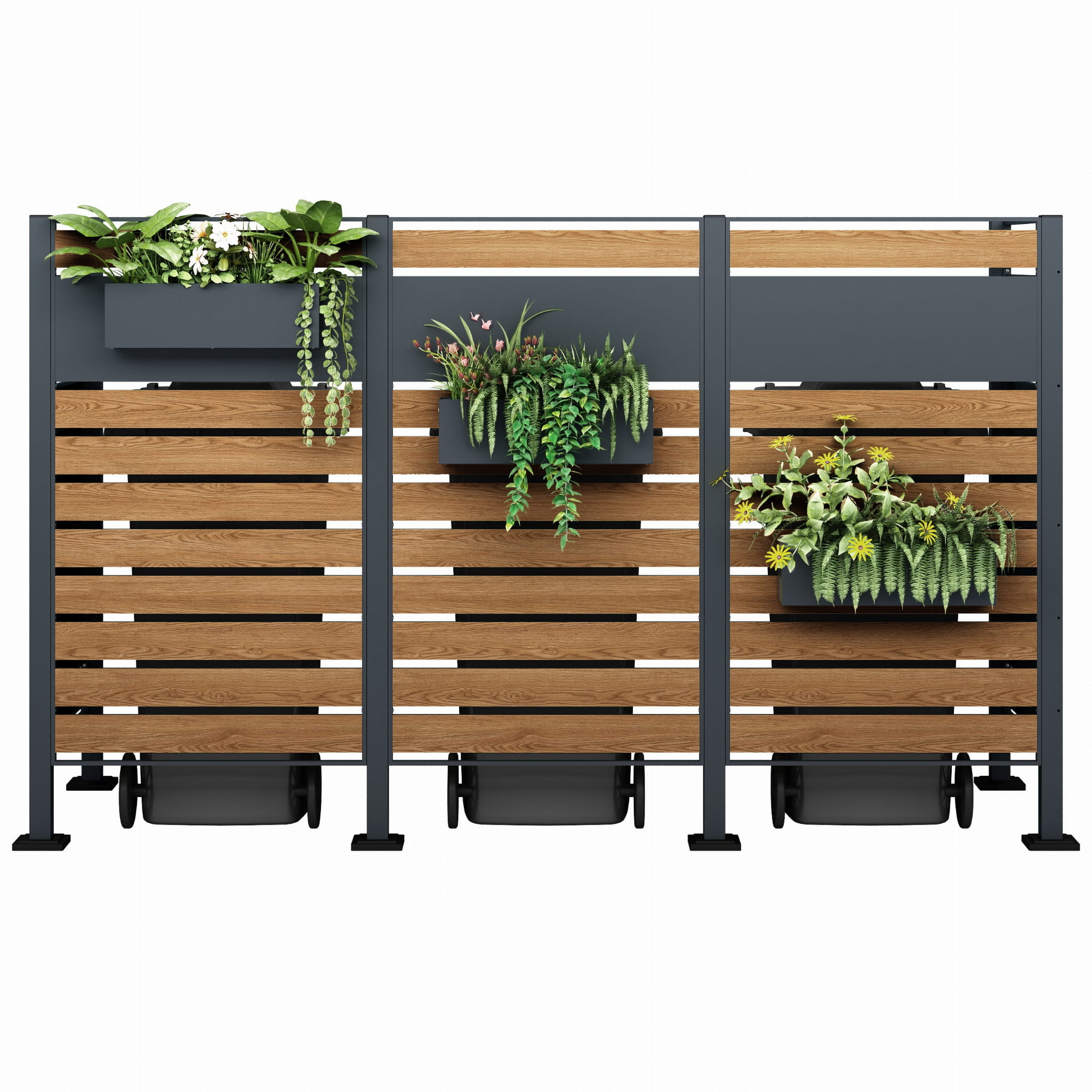 Kliko ombouw - 3 containers - 251x89x150cm - antraciet houtlook