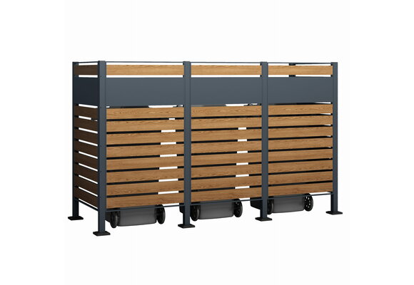 Kliko ombouw - 3 containers - 251x89x150cm - antraciet houtlook
