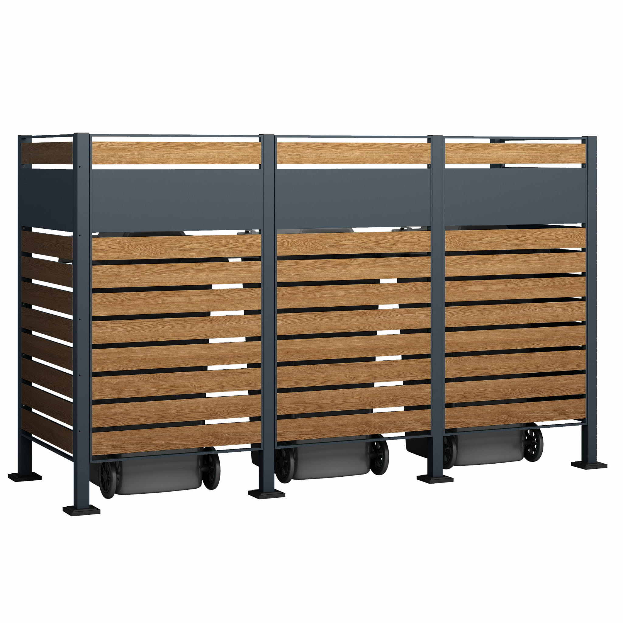 Kliko ombouw - 3 containers - 251x89x150cm - antraciet houtlook