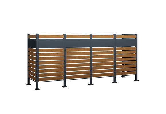 Kliko ombouw - 4 containers - 335x89x150cm - antraciet houtlook