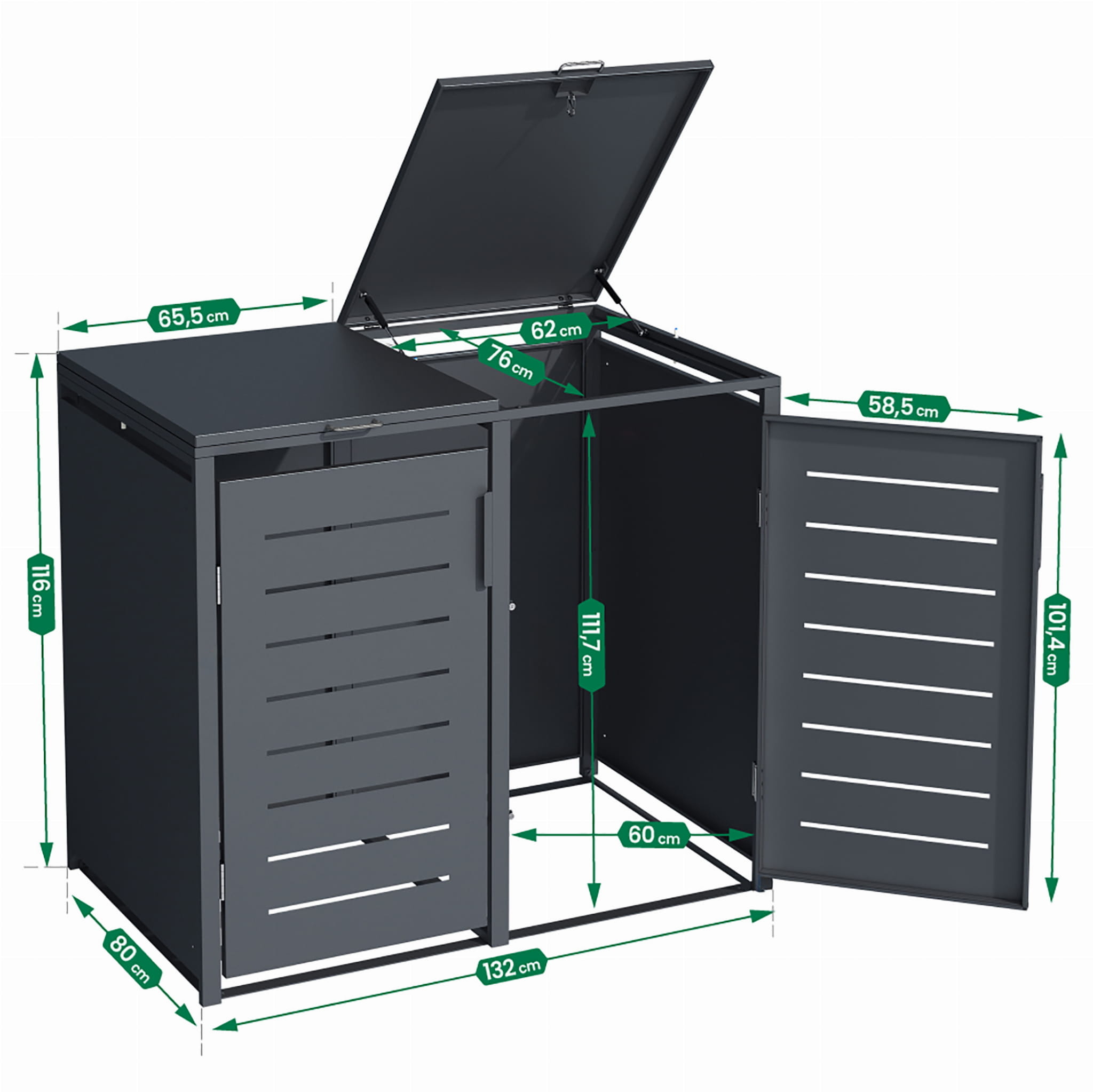 Container ombouw - 2 containers - 132x80x116cm - antraciet
