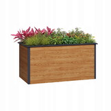 Plantenbak buiten - 150x75x77cm - staal - antraciet houtlook