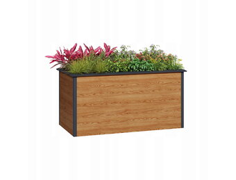 Plantenbak buiten - 150x75x77cm - staal - antraciet houtlook
