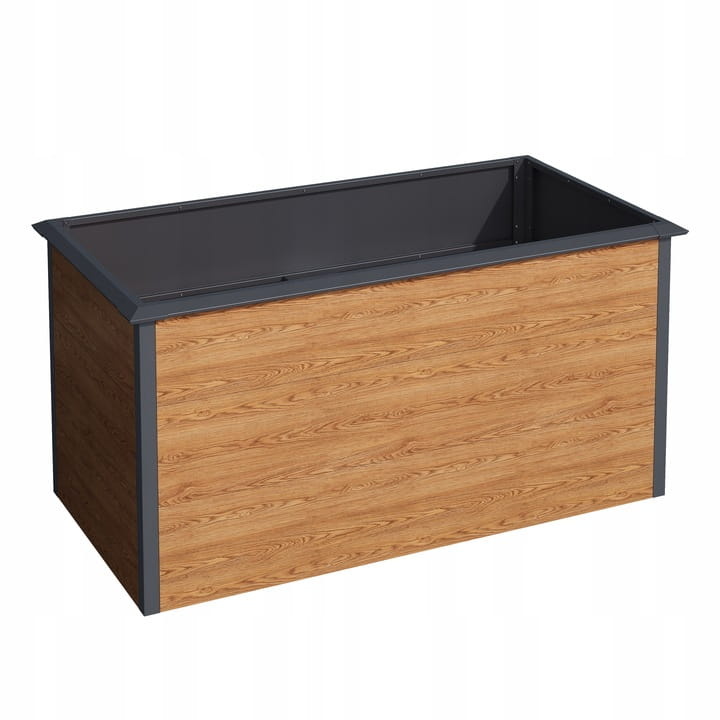 Plantenbak buiten - 150x75x77cm - staal - antraciet houtlook