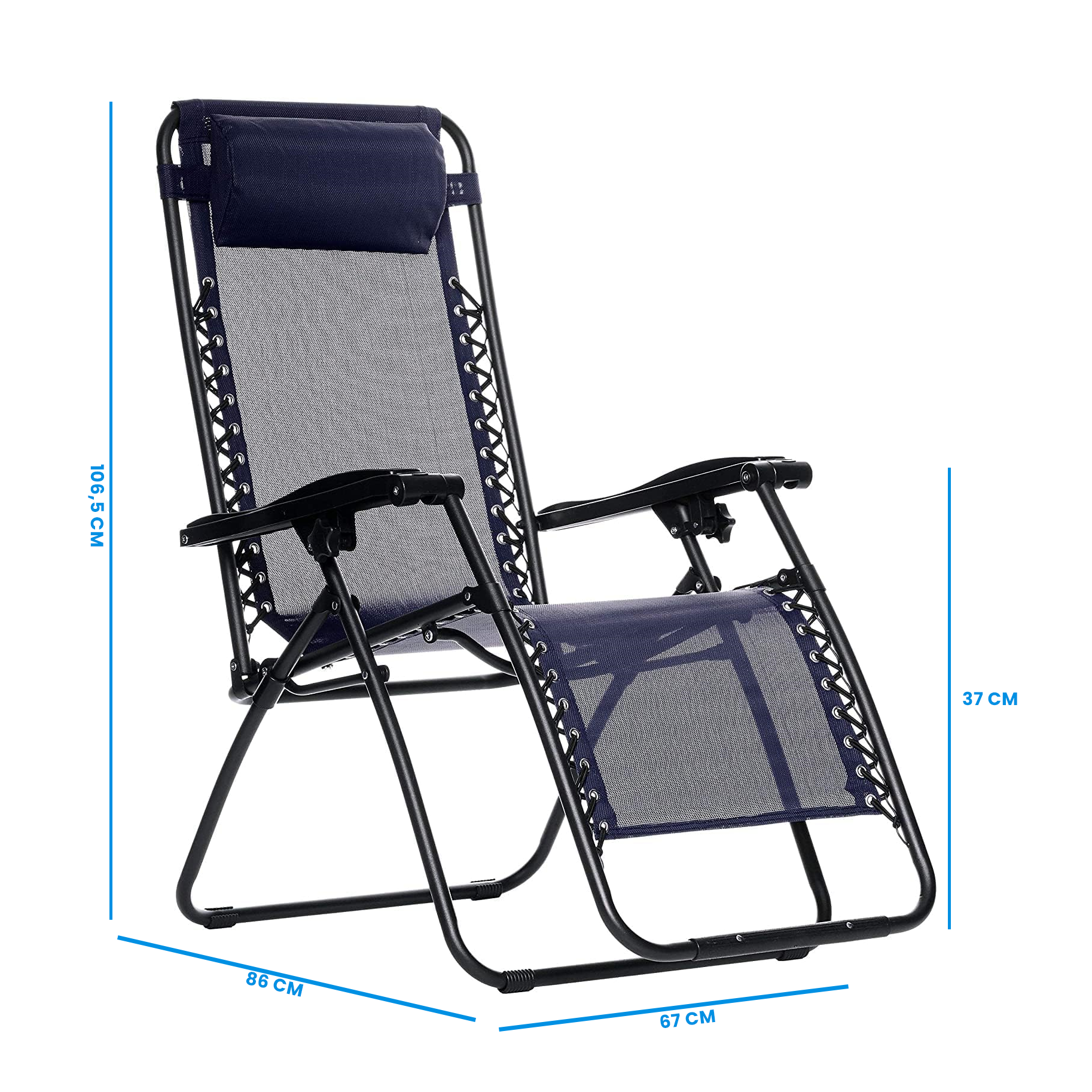 Tuinstoel Zero Gravity ligstoel donkerblauw - 86x67x107 cm