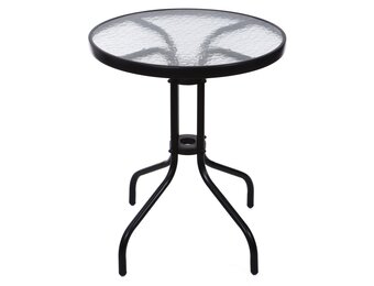 Tuintafel - 60cm - Gehard glas - Zwart