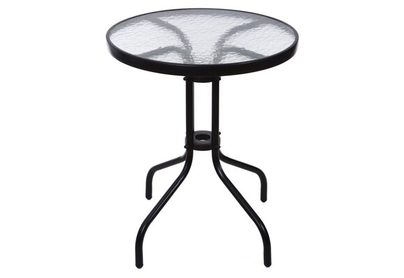 Tuintafel - 60cm - Gehard glas - Zwart