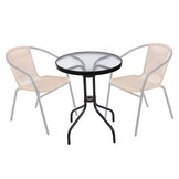 Tuintafel - 60cm - Gehard glas - Zwart