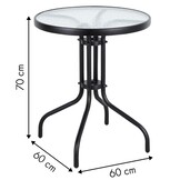 Tuintafel - 60cm - Gehard glas - Zwart
