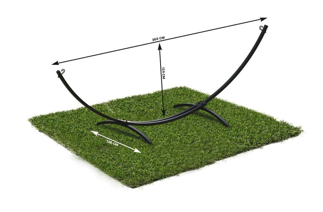 Frame voor grote hangmat 300 x 130 cm – zwart metaal - tot 220 kg