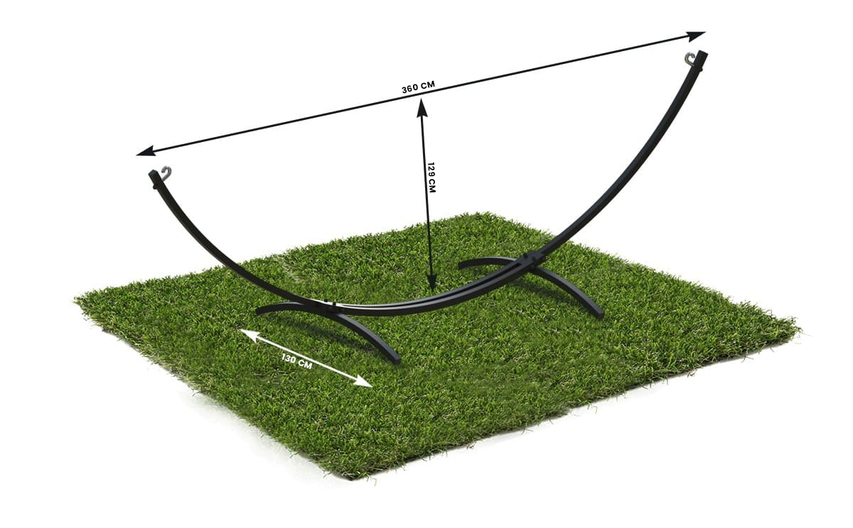 Frame voor grote hangmat 300 x 130 cm – zwart metaal - tot 220 kg