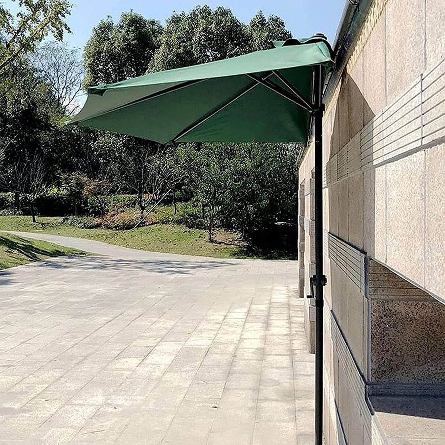 Balkonparasol - halve parasol - met zwengel - 240 cm - groen