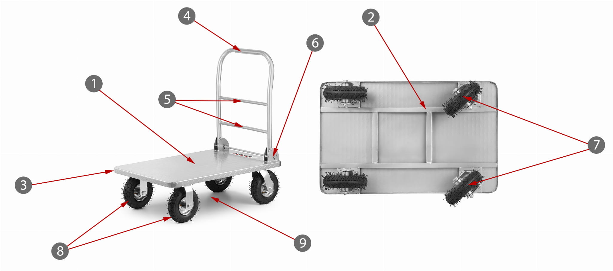 Transportwagen - magazijnwagen - tot 500kg - opvouwbaar - staal