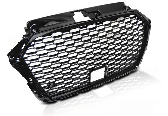 Grill geschikt voor AUDI A3/S3 (8V) vanaf 2017 hatchback/sedan/cabrio - glans zwart