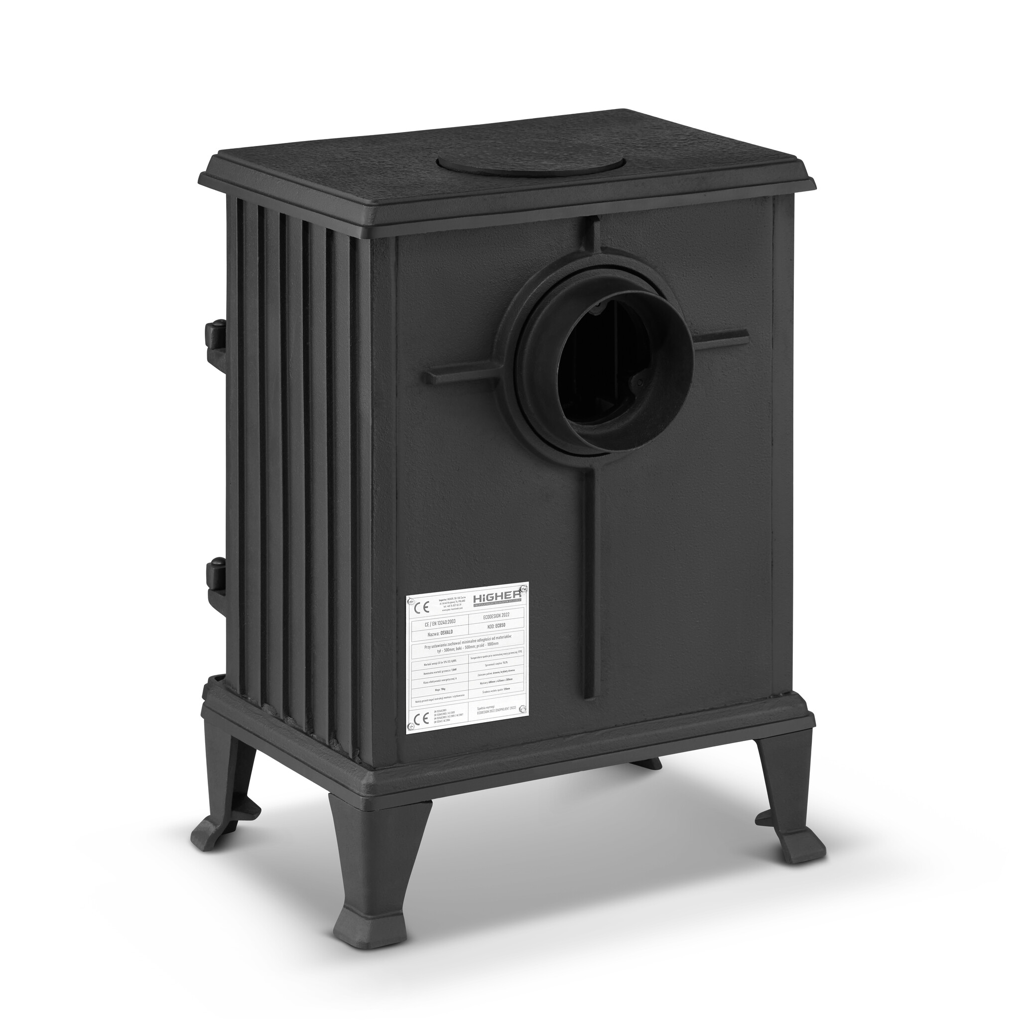 Houtkachel OSVALD - retro - gietijzer - 6kw - energieklasse A+