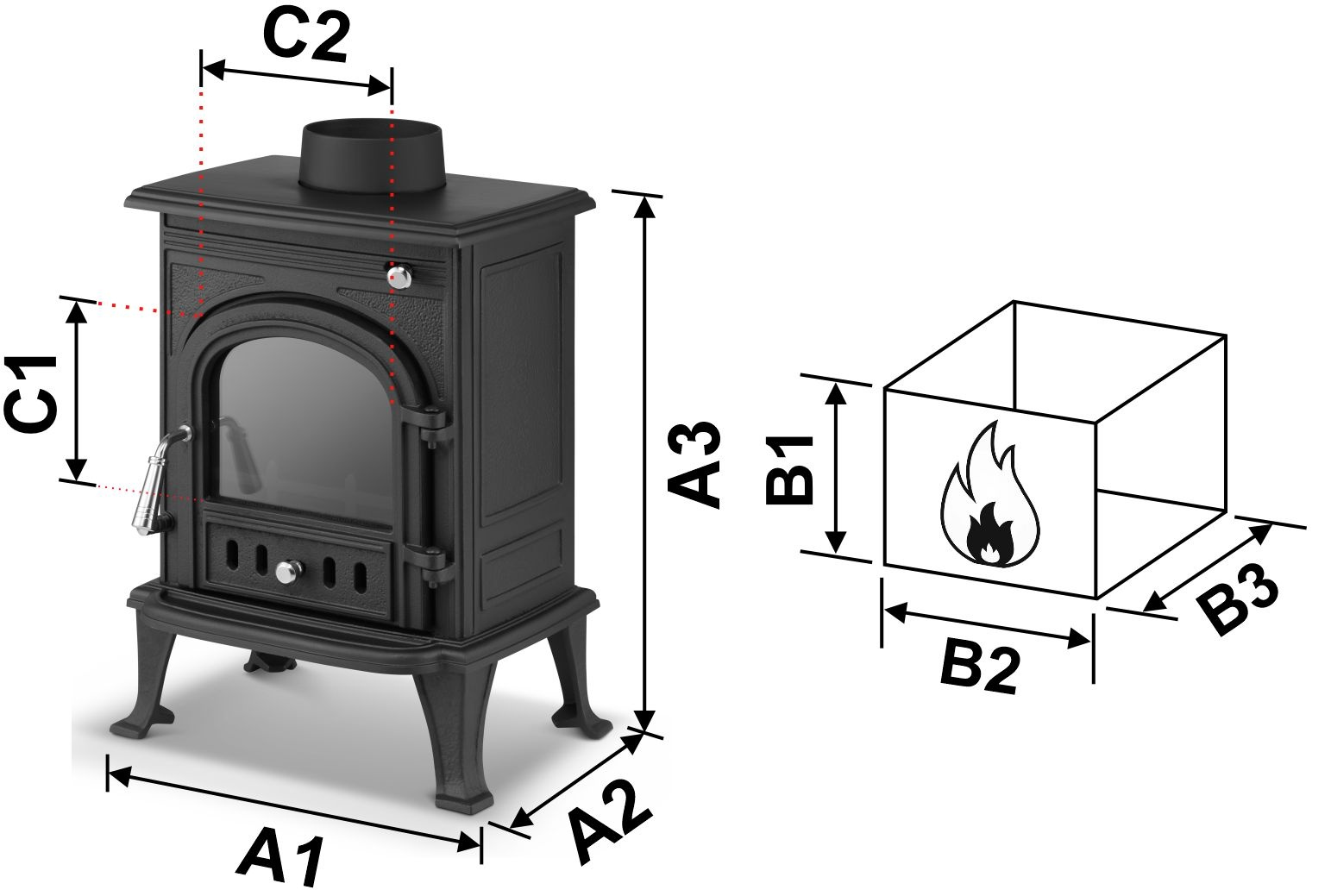 Houtkachel VILHELM - retro - gietijzer - 5kw - energieklasse A+