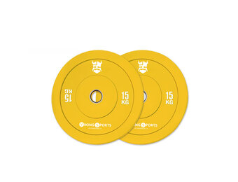 Bumper plates - rubberen halterschijf - 15 kg - Ø 45cm - geel