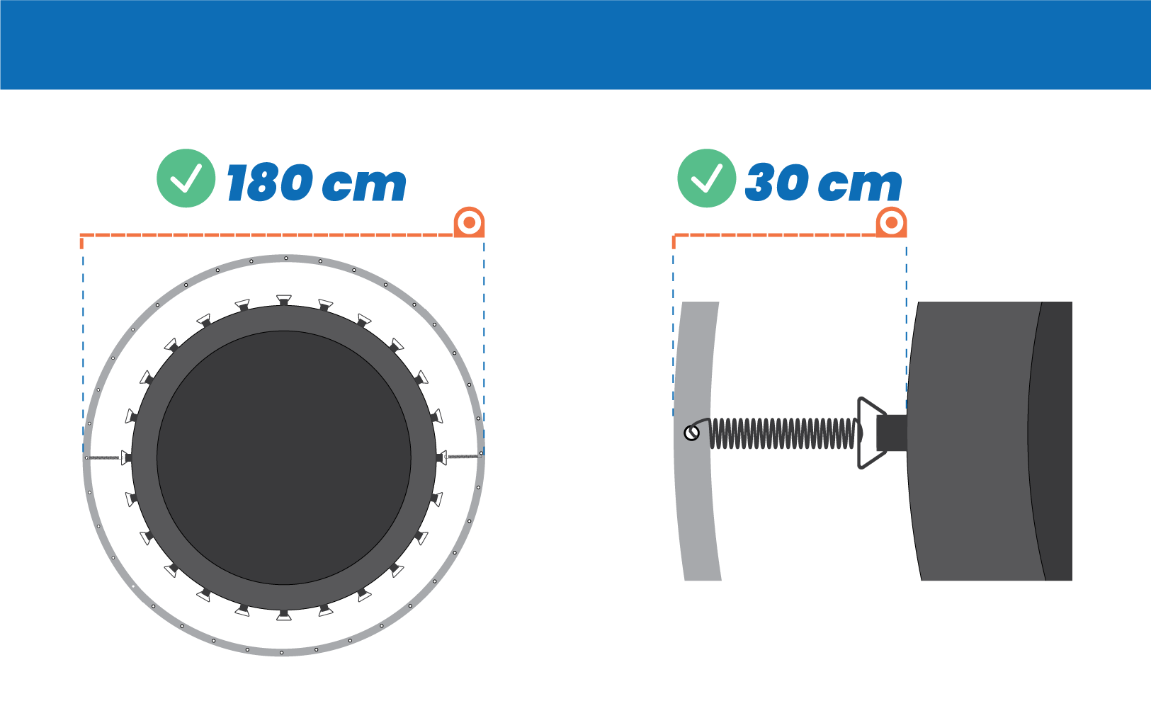 Trampoline rand - 180-183 cm - 6FT - blauw