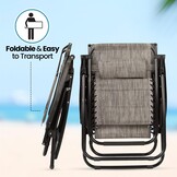 Ligstoel Zero Gravity - met zonnedak - grijs