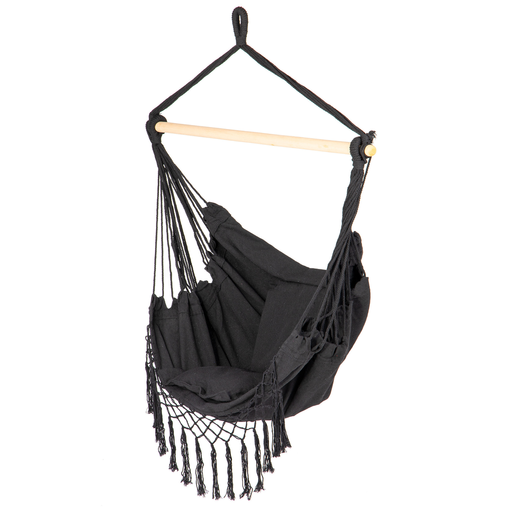 Hangmat - Hangstoel Braziliaans + kussens – Zwart