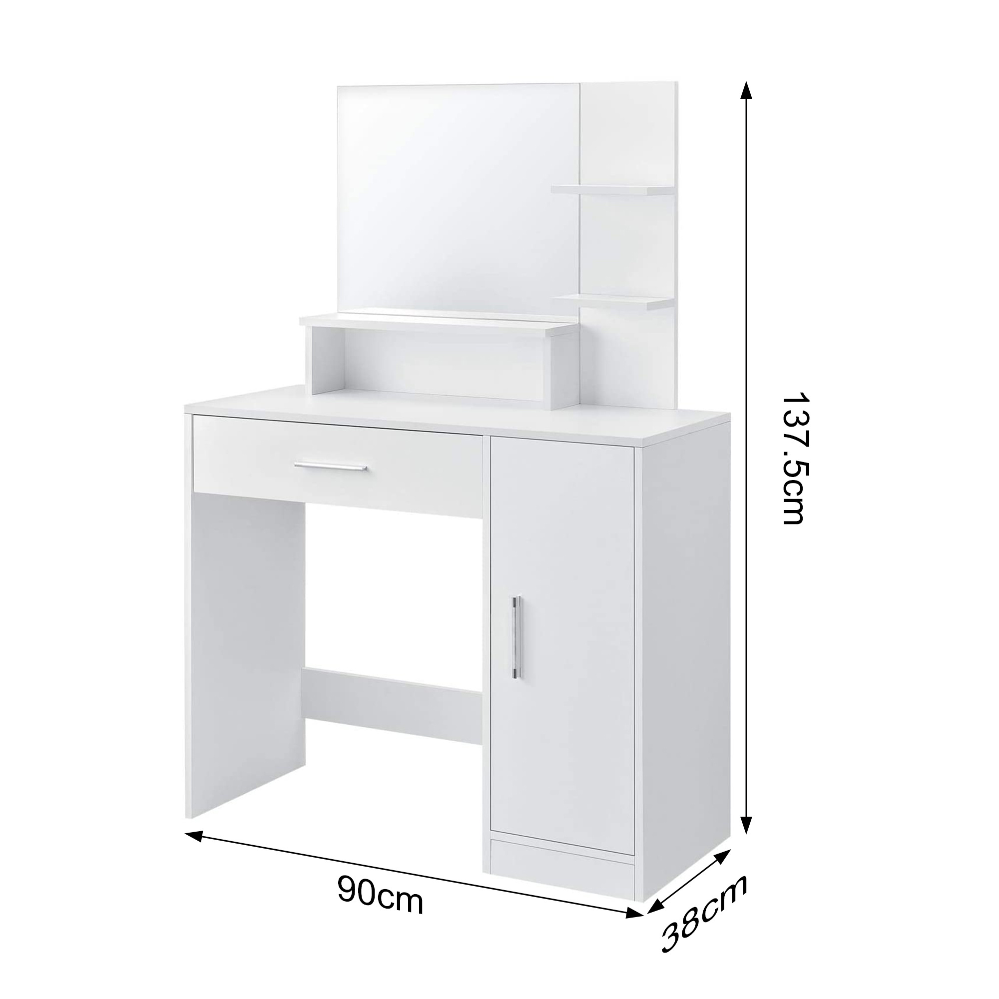 Kaptafel - make up tafel - met spiegel - 90x38x137,5 cm - wit