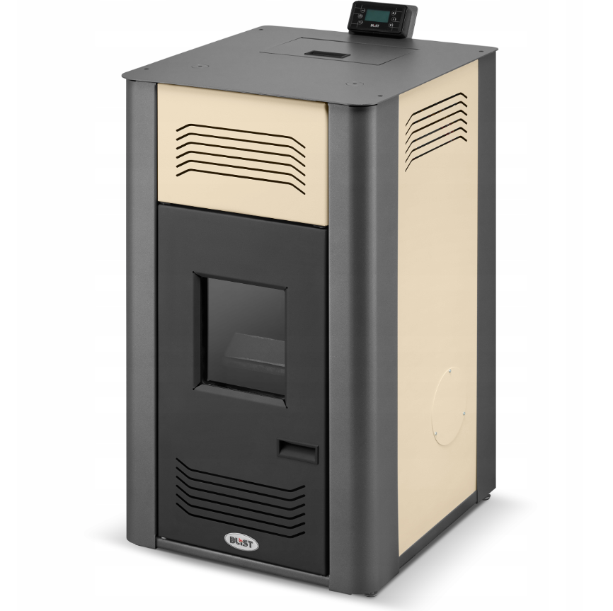 Pelletkachel cv - 17 kW - 30kg pellettank - creme zwart