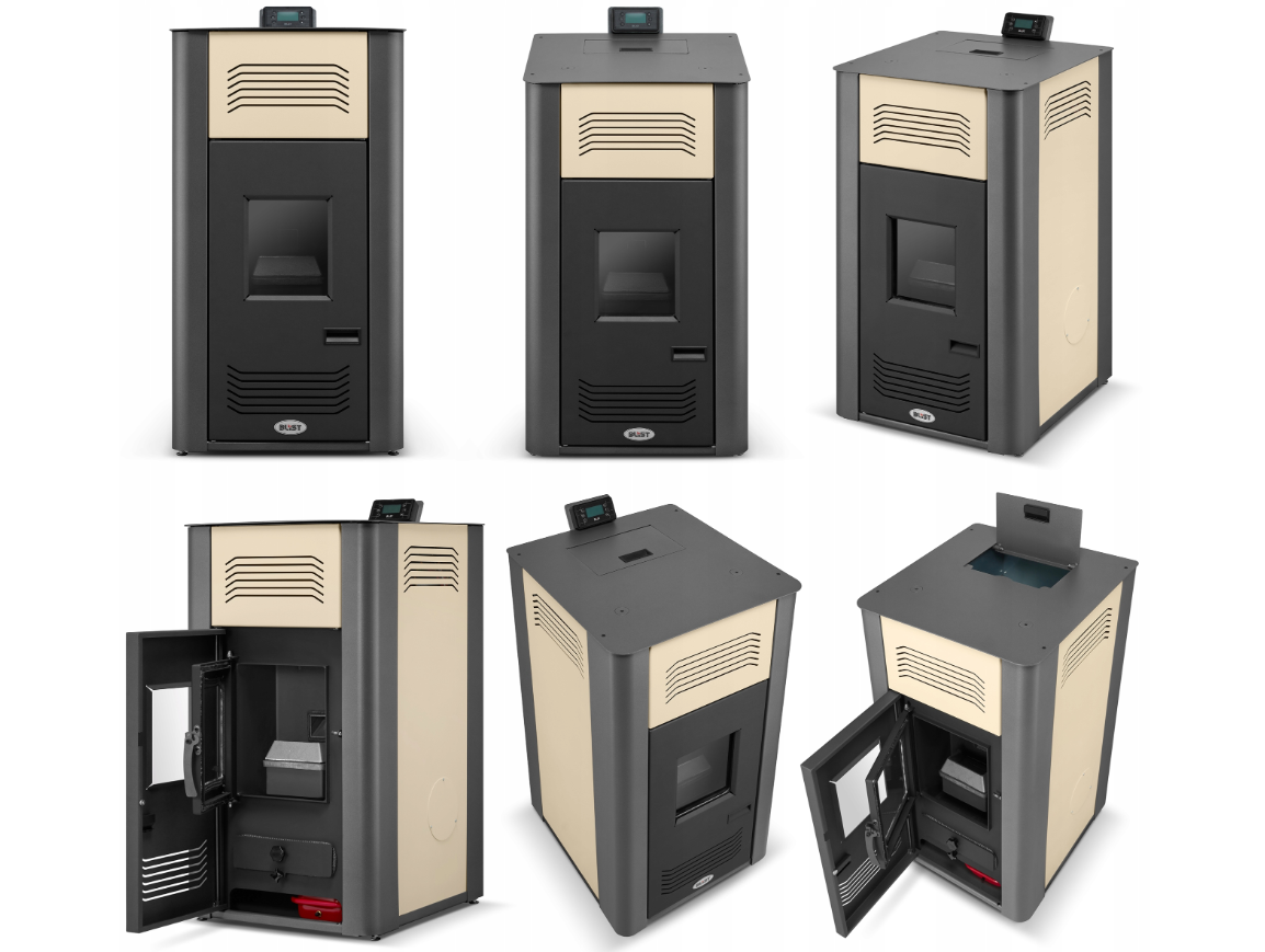 Pelletkachel cv - 17 kW - 30kg pellettank - creme zwart
