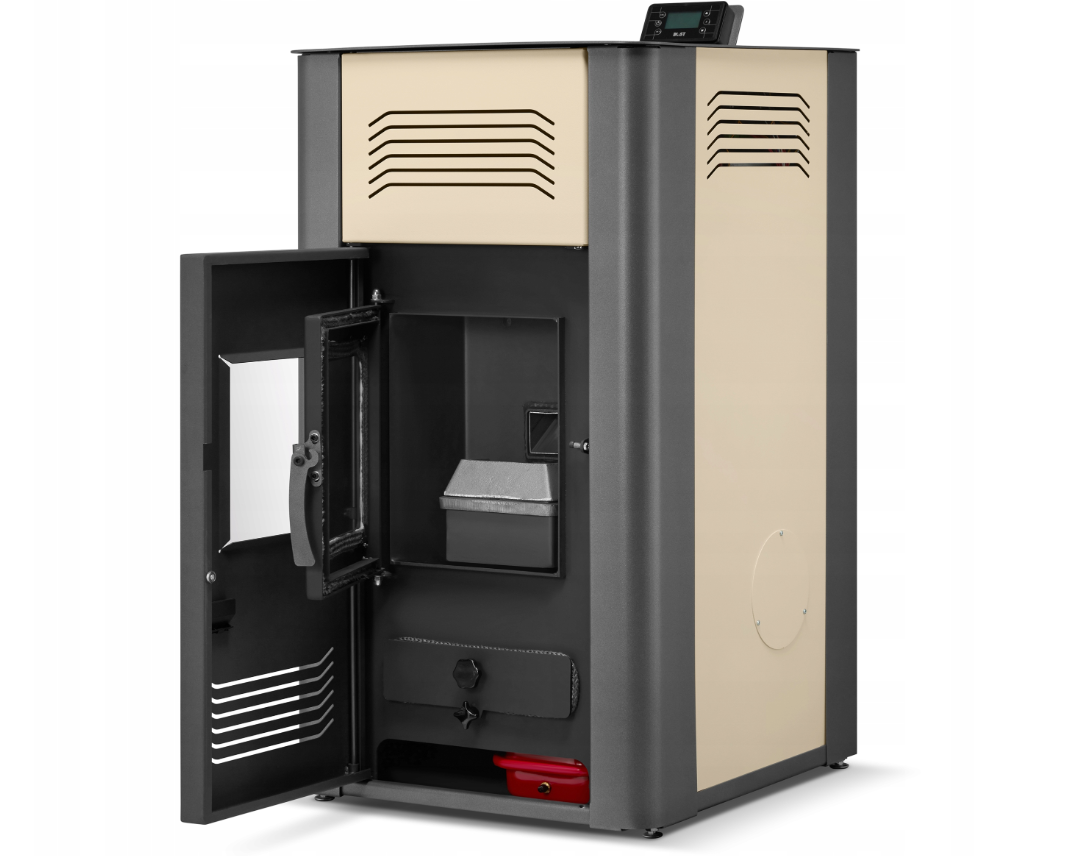 Pelletkachel cv - 17 kW - 30kg pellettank - creme zwart