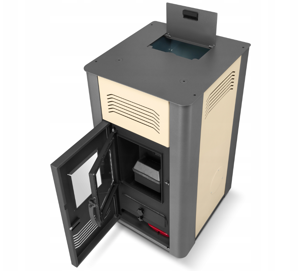 Pelletkachel cv - 17 kW - 30kg pellettank - creme zwart