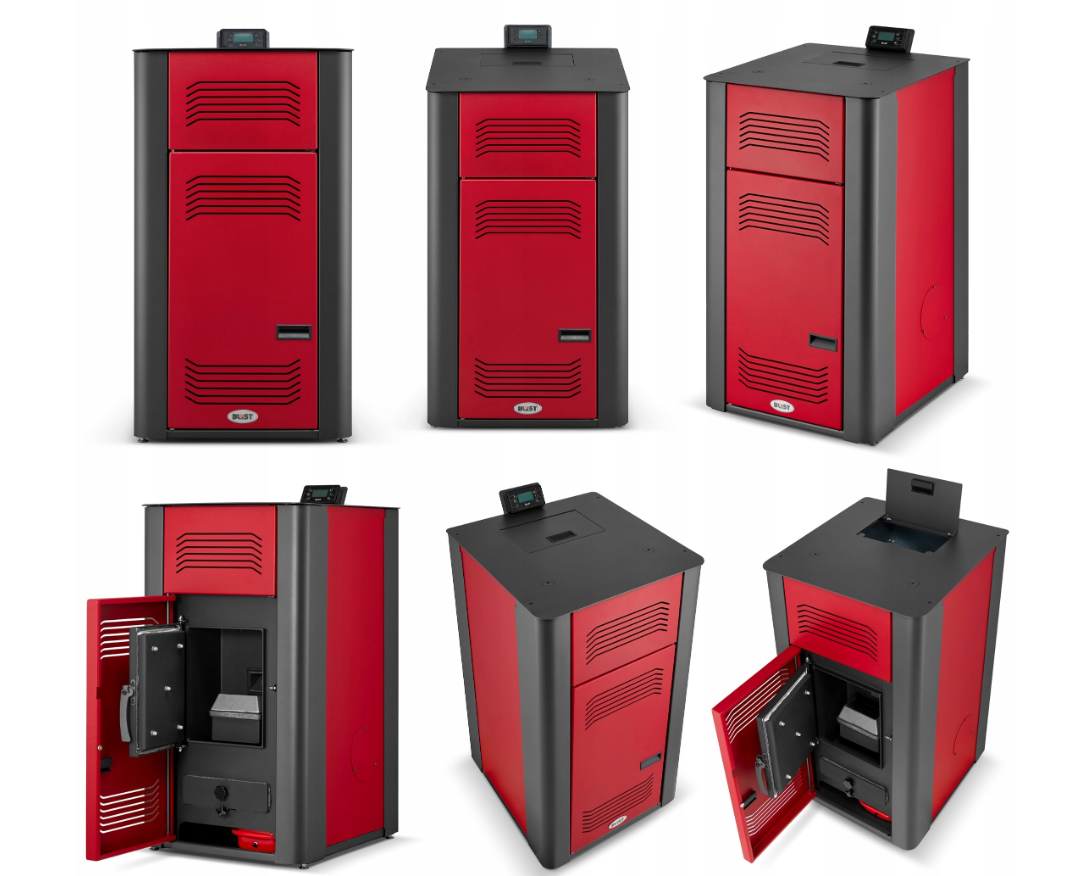 Pelletkachel cv - 17 kW - 30kg pellettank - rood zwart