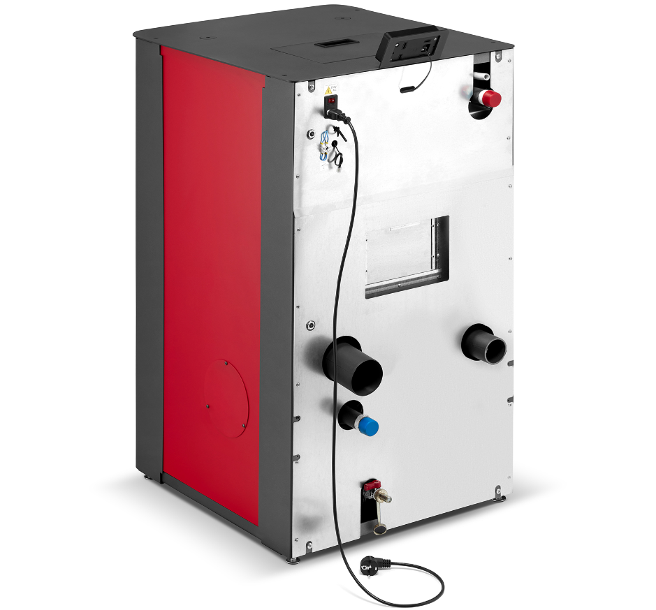 Pelletkachel cv - 17 kW - 30kg pellettank - rood zwart