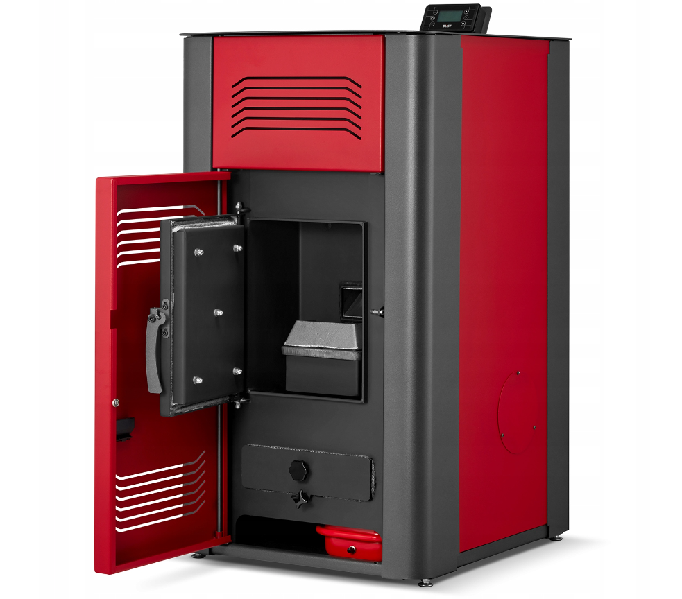 Pelletkachel cv - 17 kW - 30kg pellettank - rood zwart
