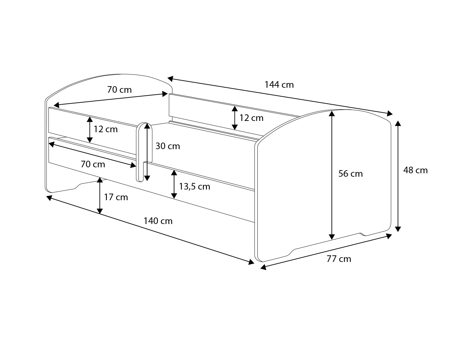 Kinderbed - 140x70 - met hekje - incl. matras