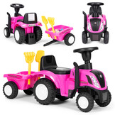 Speelgoed tractor - met aanhangwagen - interactief stuur - roze