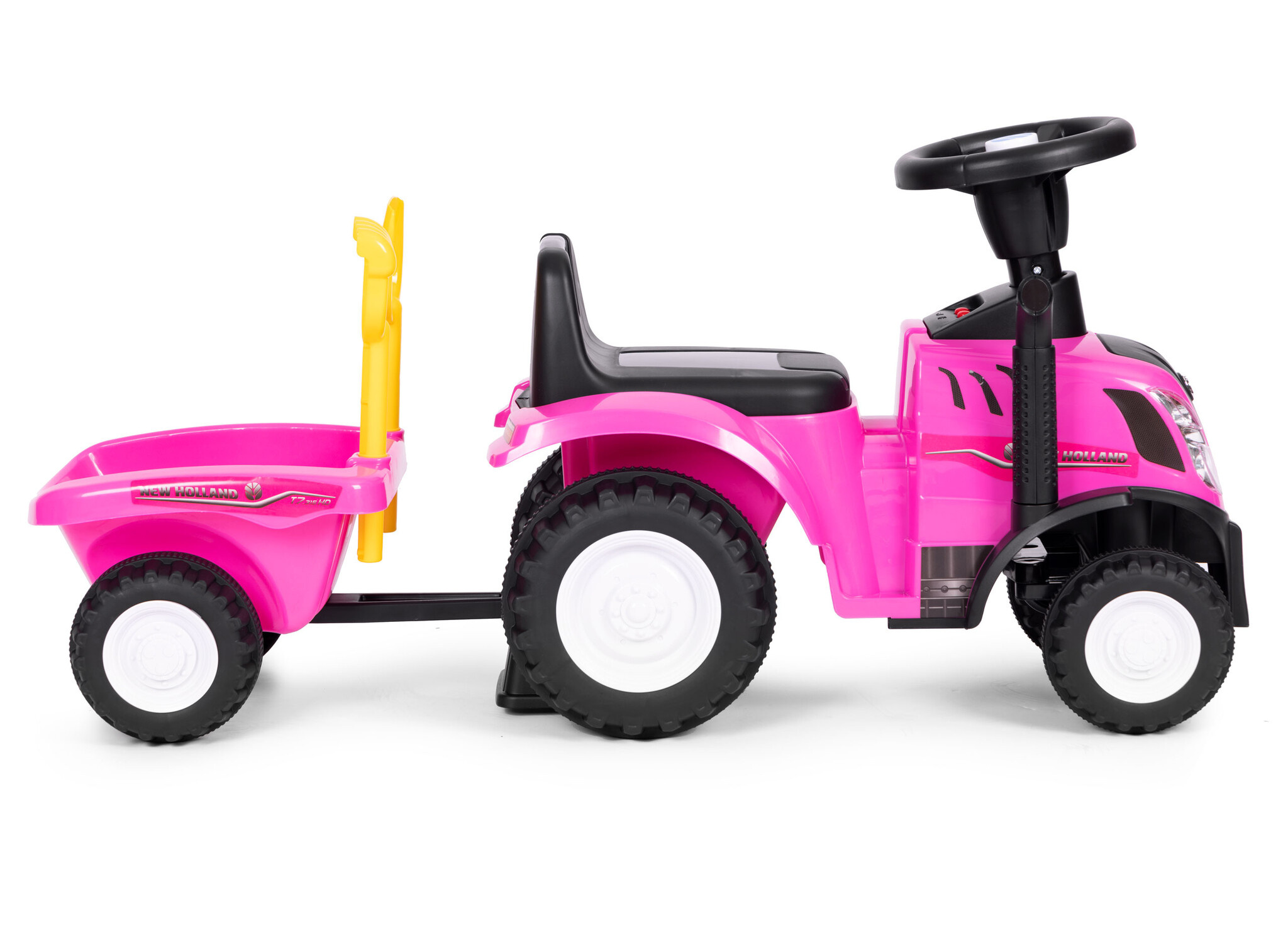 Speelgoed tractor - met aanhangwagen - interactief stuur - roze
