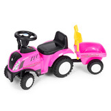 Speelgoed tractor - met aanhangwagen - interactief stuur - roze